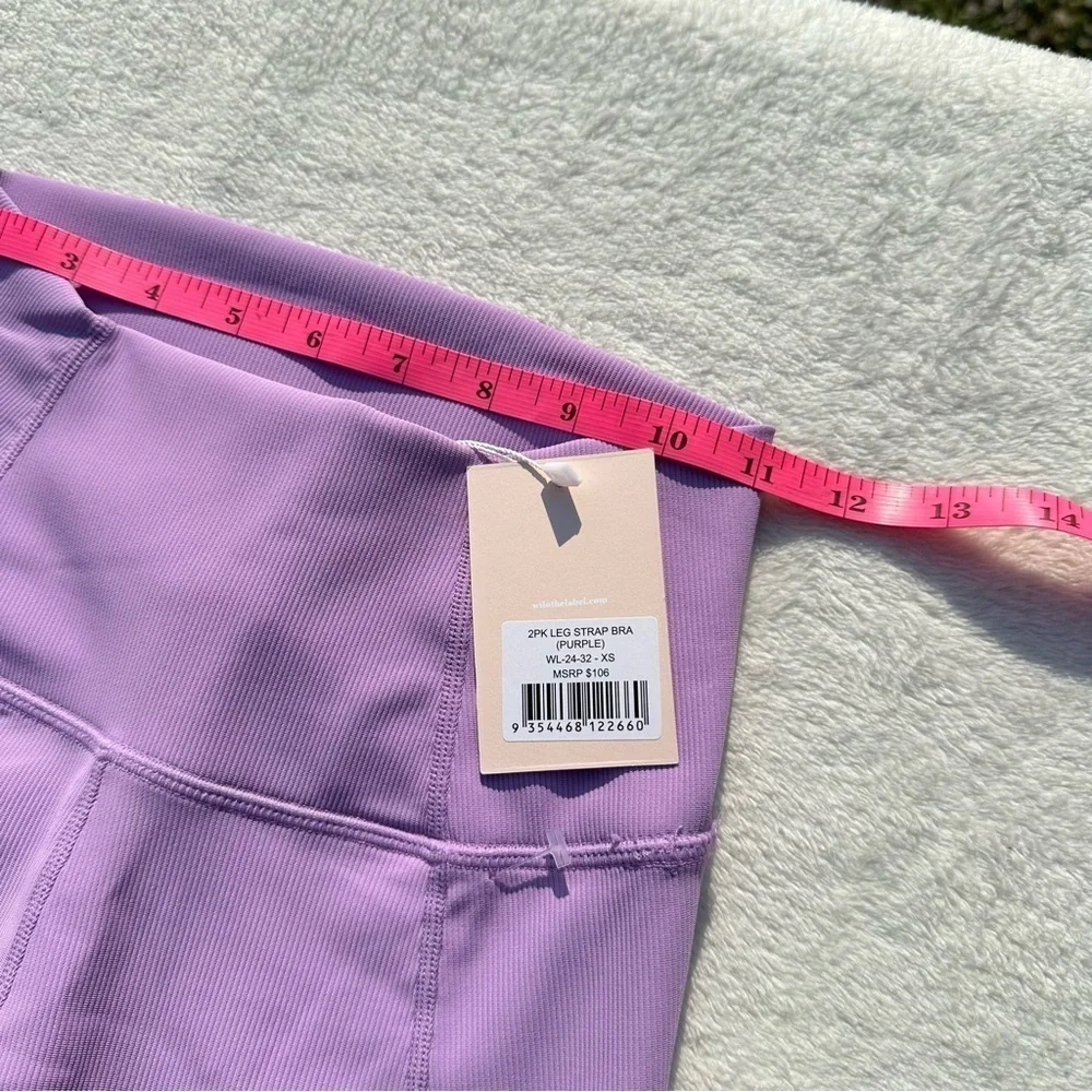 NWT Wilo the Label Ribbed Ruched Ankle Purple Leggings